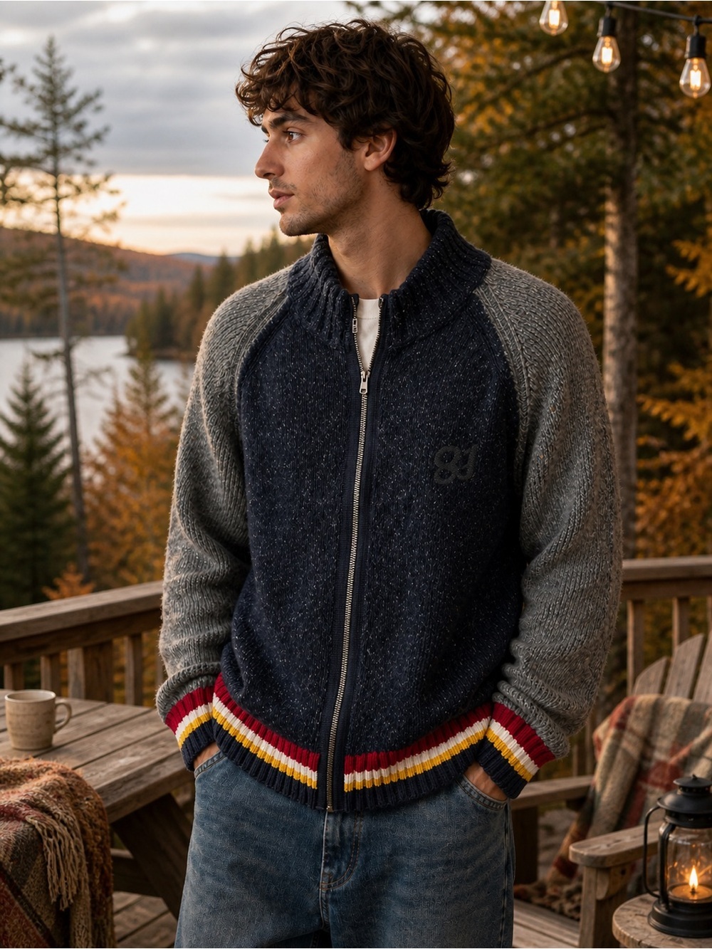 Vintage Tommy Hilfiger Knit Wool Blend Zip Jacket Colorblock Cozy Men XXL Y2K